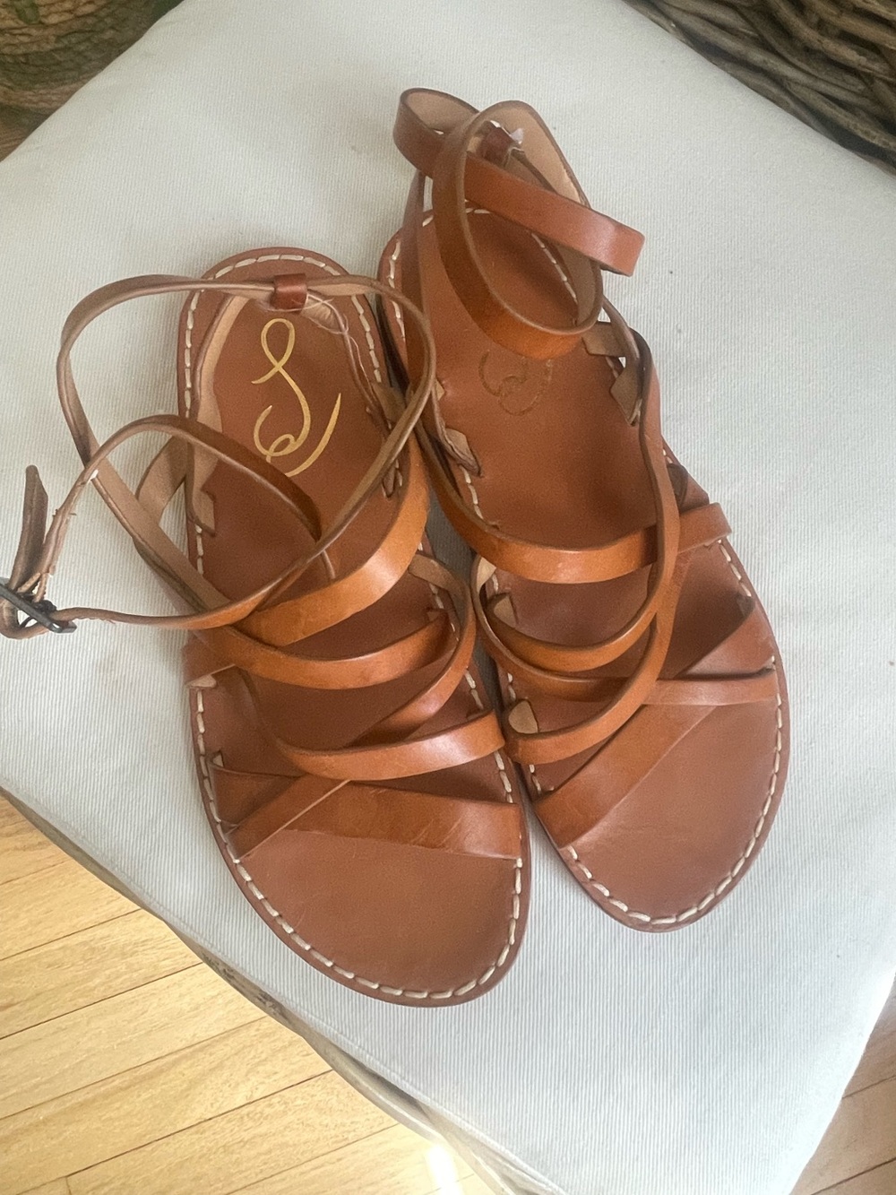 Sam Edelman Leather Strappy Ankle-Tie Sandals - Brown